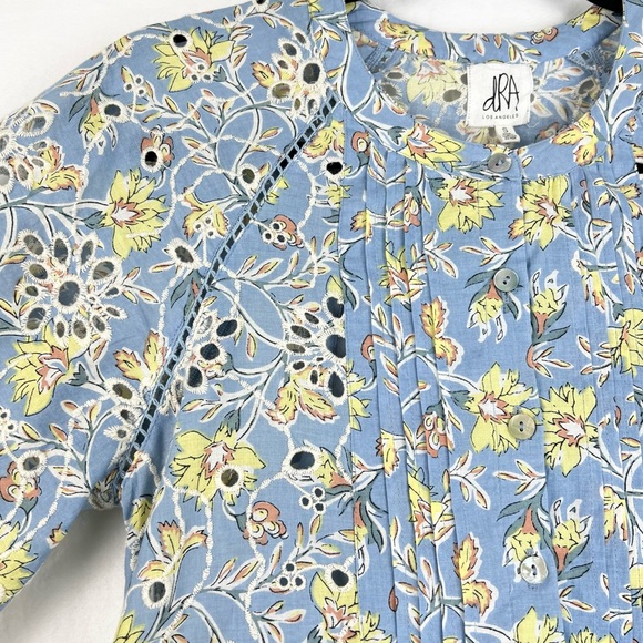 dRA Anthropologie Yara Blue Eyelet Floral Dress Sz S - Picture 6 of 16